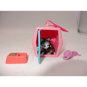 1992 Littlest Pet Shop Ready To Go Pets Frisky Kitty With Cozy Carrier,